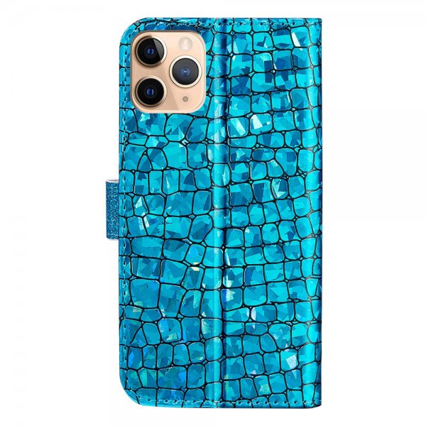 iPhone 13 Pro Fodral Krokodilmönster Glitter Blå
