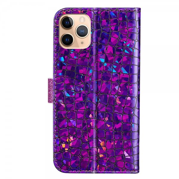 iPhone 13 Pro Fodral Krokodilmönster Glitter Lila