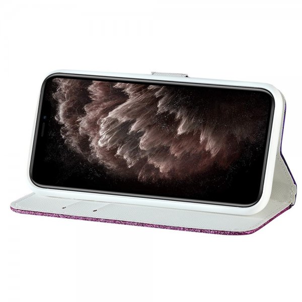 iPhone 13 Pro Fodral Krokodilmönster Glitter Lila
