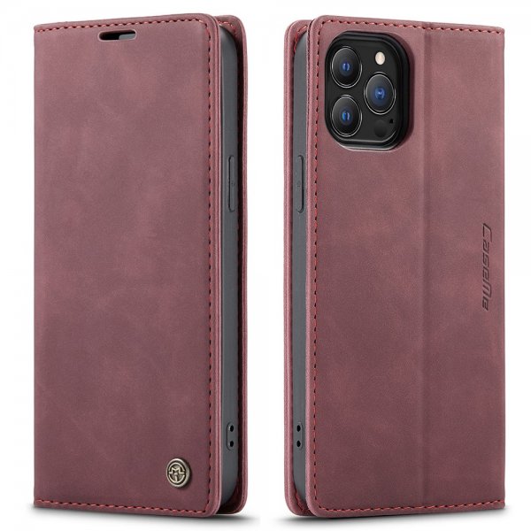 CaseMe iPhone 13 Pro Fodral Retro Flip Röd