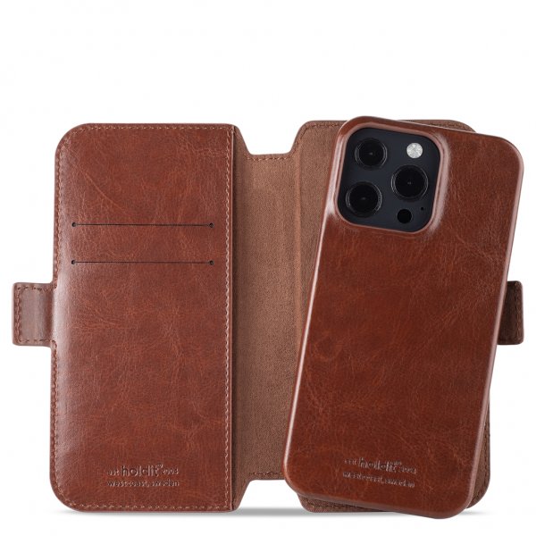holdit iPhone 13 Pro Fodral Wallet Case Magnet Berlin Dark Brown