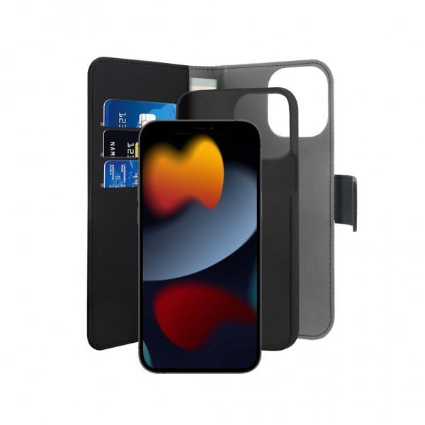 Puro iPhone 13 Pro Fodral Wallet Detachable 2 in 1 Svart