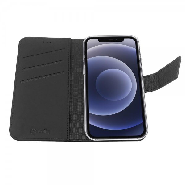Celly iPhone 13 Pro Fodral Wally Wallet Case Svart
