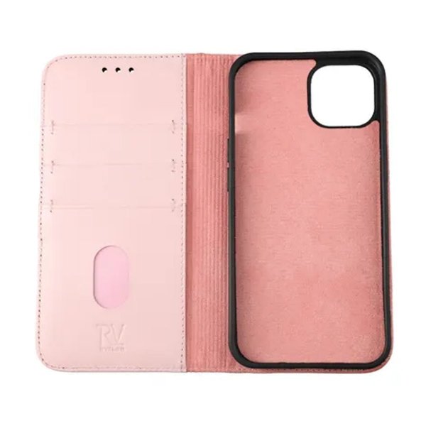 Rvelon iPhone 13 Pro Max Fodral Äkta Läder Rosa