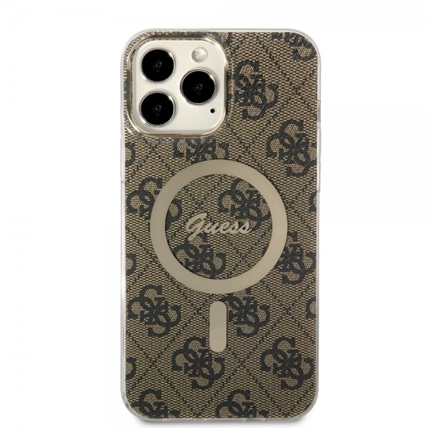 Guess iPhone 13 Pro Max Skal 4G Pattern MagSafe Brun