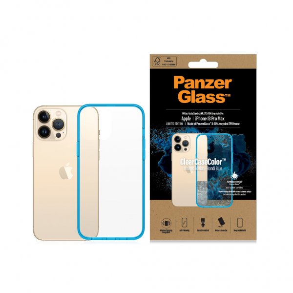 PanzerGlass iPhone 13 Pro Max Skal ClearCase Color Bondi Blue