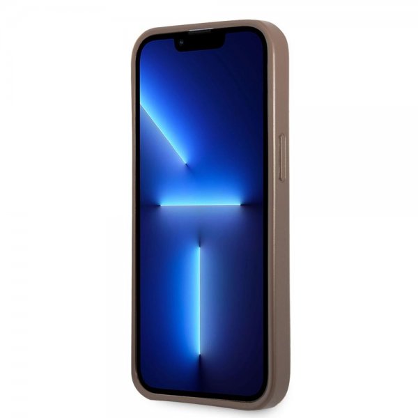 Guess iPhone 13 Pro Max Skal Double Cardslot Metal Triangle Brun