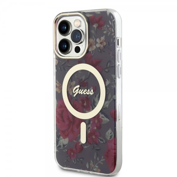 Guess iPhone 13 Pro Max Skal Flower MagSafe Kaki