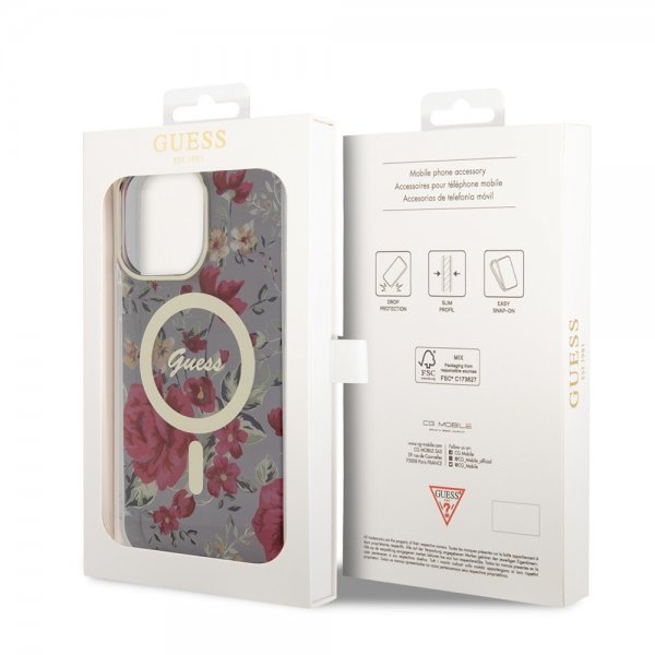 Guess iPhone 13 Pro Max Skal Flower MagSafe Kaki