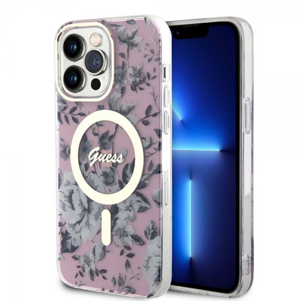 Guess iPhone 13 Pro Max Skal Flower MagSafe Rosa