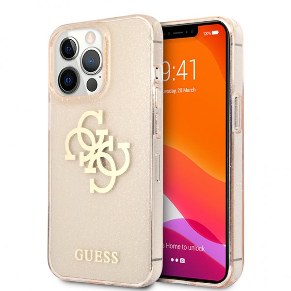 Guess iPhone 13 Pro Max Skal Full Glitter Guld