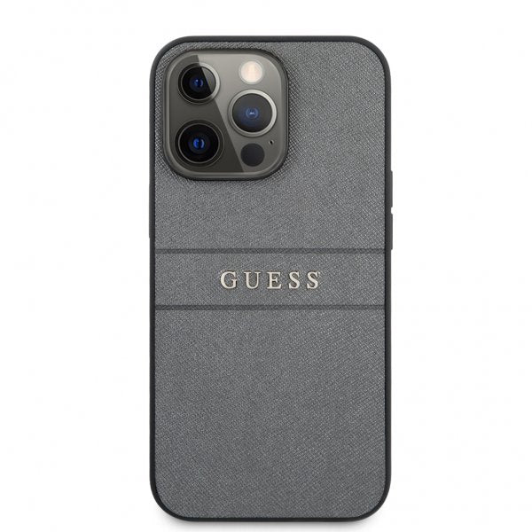 Guess iPhone 13 Pro Max Skal Hot Stamp Metal Logo Grå