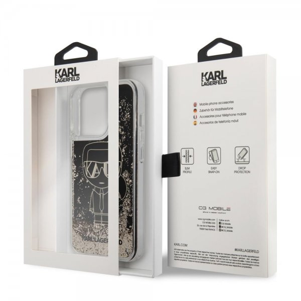 Karl Lagerfeld iPhone 13 Pro Max Skal Liquid Glitter Gatsby Svart