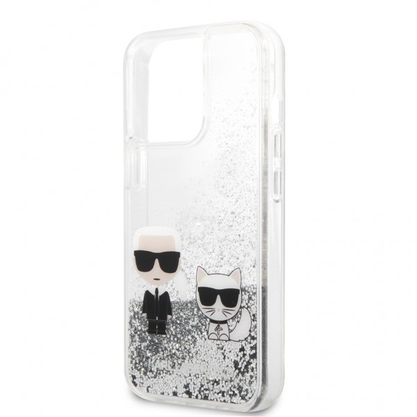 Karl Lagerfeld iPhone 13 Pro Max Skal Liquid Glitter K&C Silver