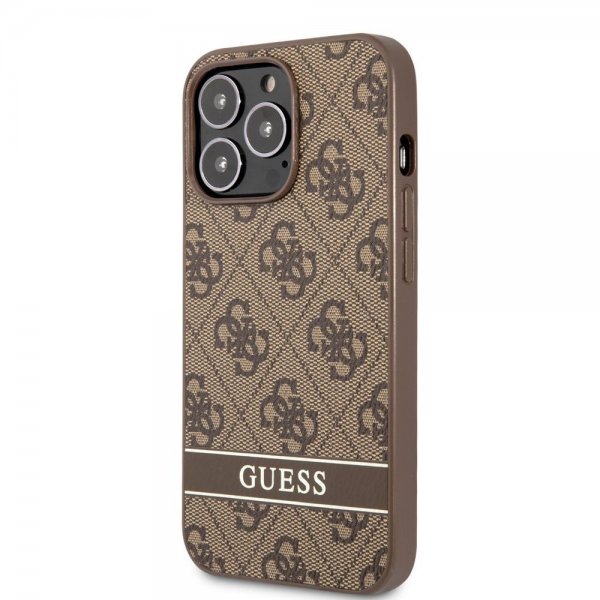 Guess iPhone 13 Pro Max Skal Printed Stripe Bottom Brun
