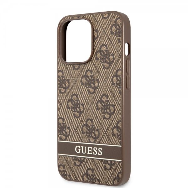 Guess iPhone 13 Pro Max Skal Printed Stripe Bottom Brun
