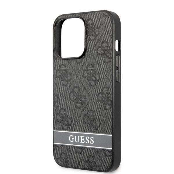Guess iPhone 13 Pro Max Skal Printed Stripe Bottom Grå