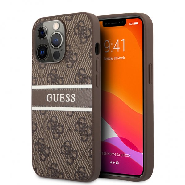 Guess iPhone 13 Pro Max Skal Printed Stripe Brun