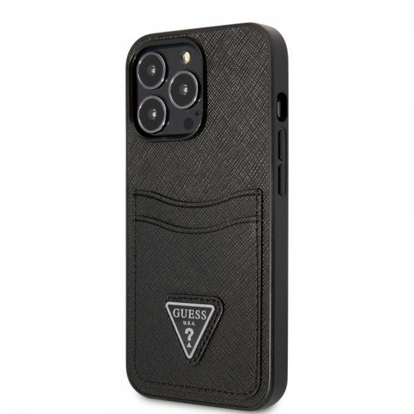 Guess iPhone 13 Pro Max Skal Saffiano Double Cardslot Svart