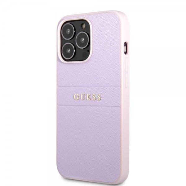 Guess iPhone 13 Pro Max Skal Saffiano Metal Logo Lila