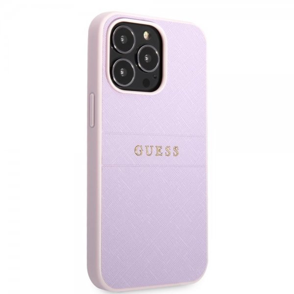 Guess iPhone 13 Pro Max Skal Saffiano Metal Logo Lila