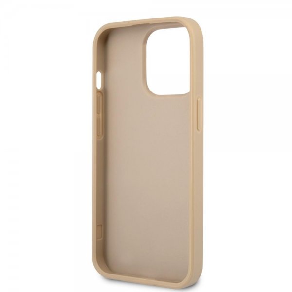 Guess iPhone 13 Pro Max Skal Saffiano Metal Triangle Beige