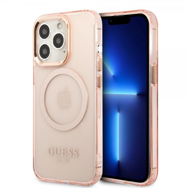 Guess iPhone 13 Pro Max Skal Translucent MagSafe Rosa
