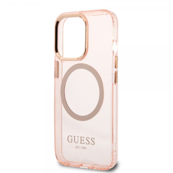 Guess iPhone 13 Pro Max Skal Translucent MagSafe Rosa