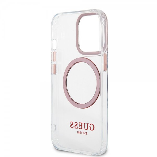 Guess iPhone 13 Pro Max Skal Transparent MagSafe Rosa Transparent