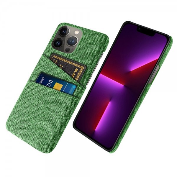 iPhone 13 Pro Max Skal Två Kortfack Tyg Grön