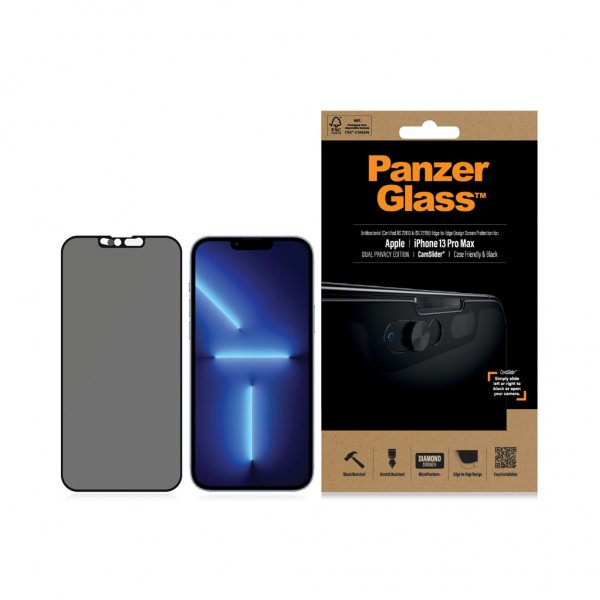 PanzerGlass iPhone 13 Pro Max Skärmskydd Edge-to-Edge CamSlider Privacy