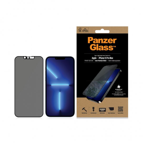 PanzerGlass iPhone 13 Pro Max Skärmskydd Edge-to-Edge Case Friendly Privacy