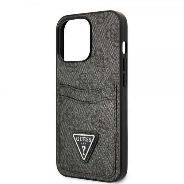 Guess iPhone 13 Pro Skal Double Cardslot Metal Triangle Svart