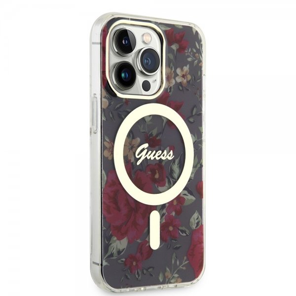 Guess iPhone 13 Pro Skal Flower MagSafe Kaki