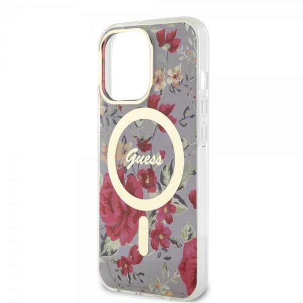 Guess iPhone 13 Pro Skal Flower MagSafe Kaki