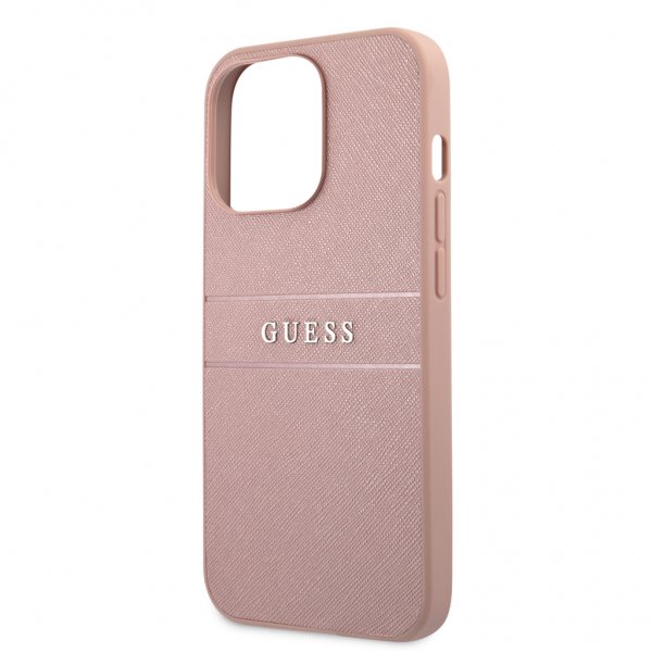Guess iPhone 13 Pro Skal Hot Stamp Metal Logo Rosa
