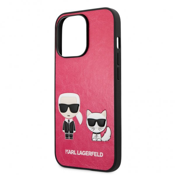 Karl Lagerfeld iPhone 13 Pro Skal Karl & Choupette Embossed Fuschia