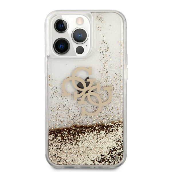 Guess iPhone 13 Pro Skal Liquid Glitter Guld