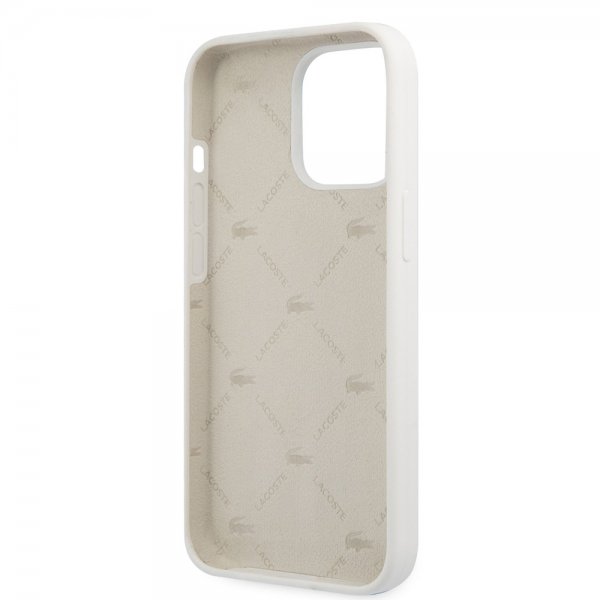 Lacoste iPhone 13 Pro Skal Liquid Silicone Allover Pattern Vit