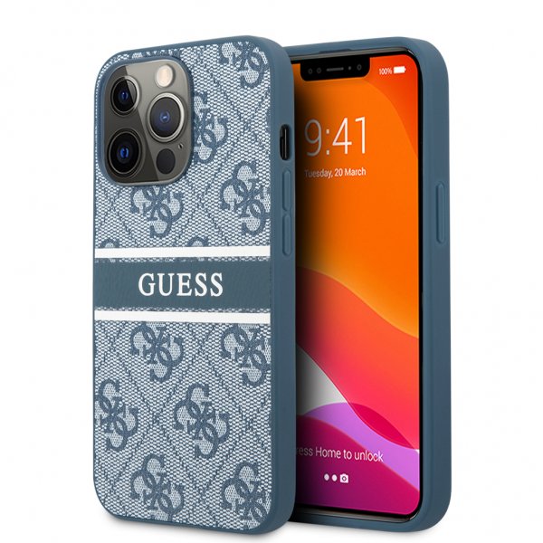 Guess iPhone 13 Pro Skal Printed Stripe Blå