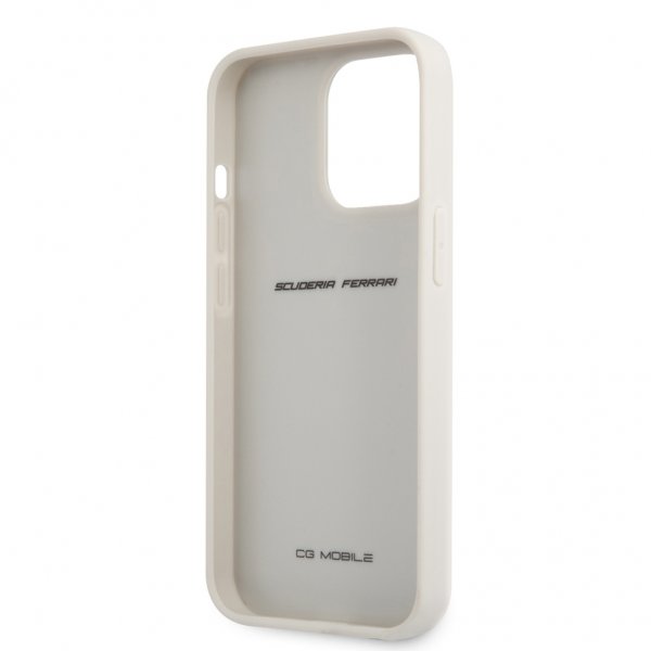 Ferrari iPhone 13 Pro Skal Real Carbon Metal Logo Silver