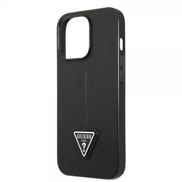 Guess iPhone 13 Pro Skal Saffiano Metal Triangle Svart