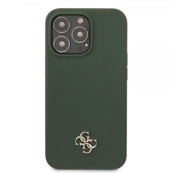 Guess iPhone 13 Pro Skal Silicone Metal Logo 4G Grön