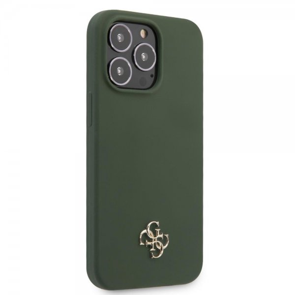 Guess iPhone 13 Pro Skal Silicone Metal Logo 4G Grön