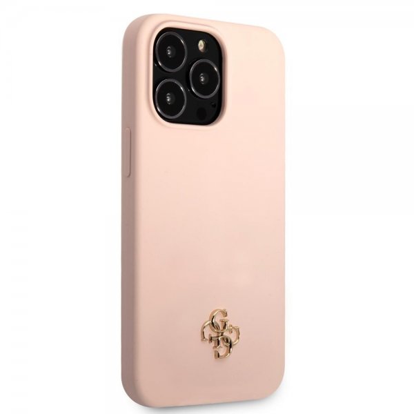 Guess iPhone 13 Pro Skal Silicone Metal Logo 4G Light Pink