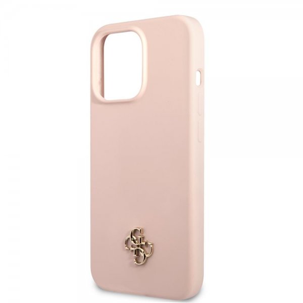 Guess iPhone 13 Pro Skal Silicone Metal Logo 4G Light Pink