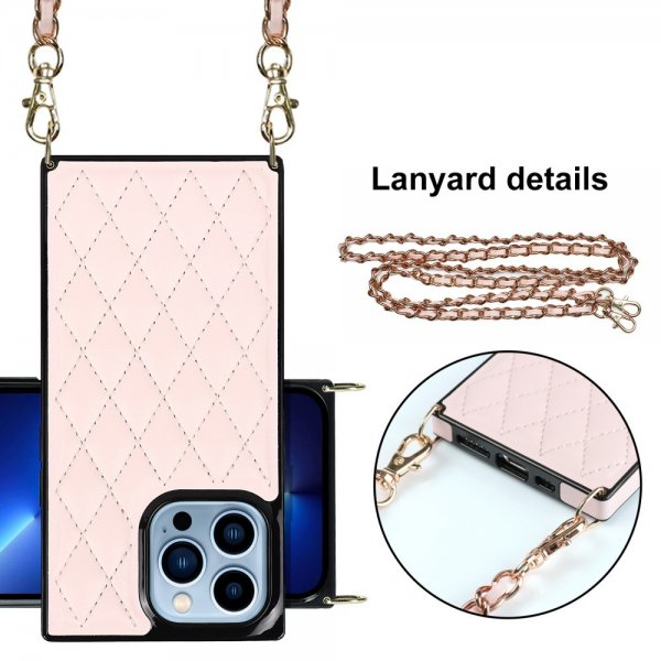 iPhone 13 Pro Skal Square med Strap Rosa