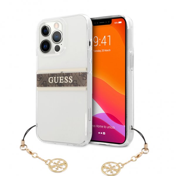 Guess iPhone 13 Pro Skal Stripe Charm Brun