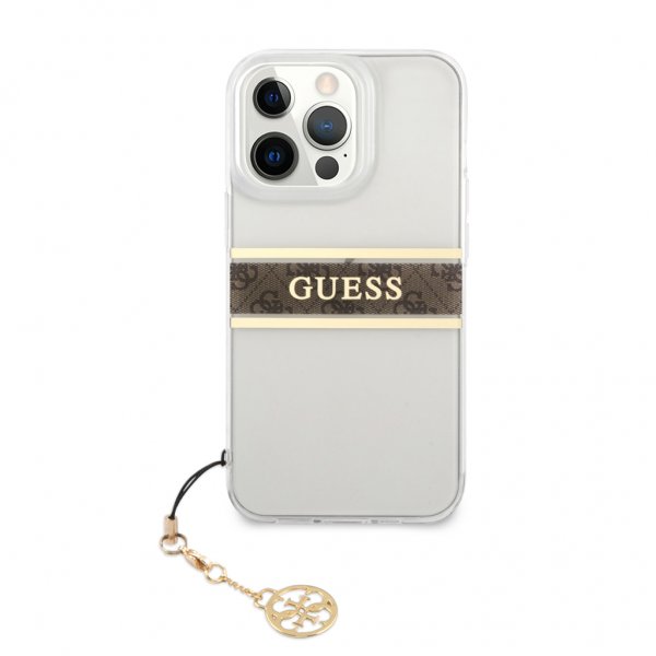Guess iPhone 13 Pro Skal Stripe Charm Brun