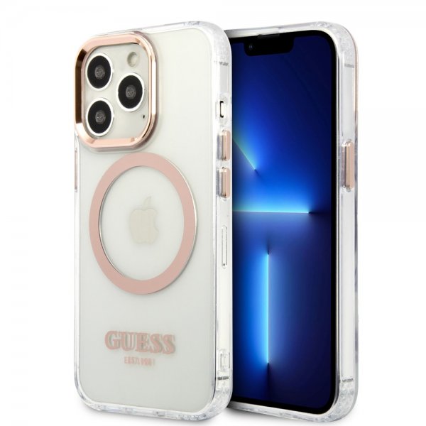 Guess iPhone 13 Pro Skal Transparent MagSafe Guld Transparent